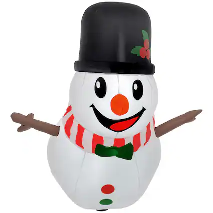 Front. Outsunny - 3.4' Christmas Inflatables Hanging Snowman with White LED Lights, Blow-Up Outdoor Christmas Decorations for Garden Party - White.