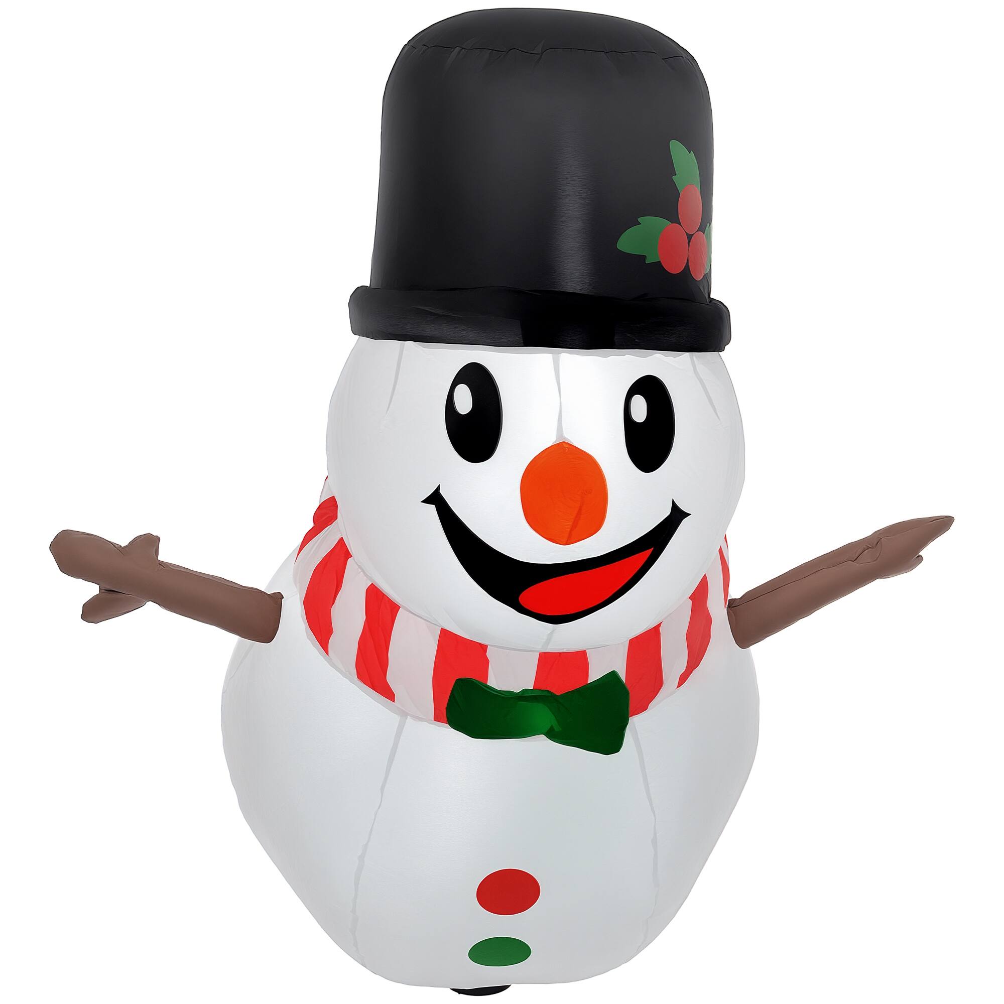 Outsunny - 3.4' Christmas Inflatables Hanging Snowman with LED Lights, Blow-Up Outdoor Christmas Decorations for Garden Party - White