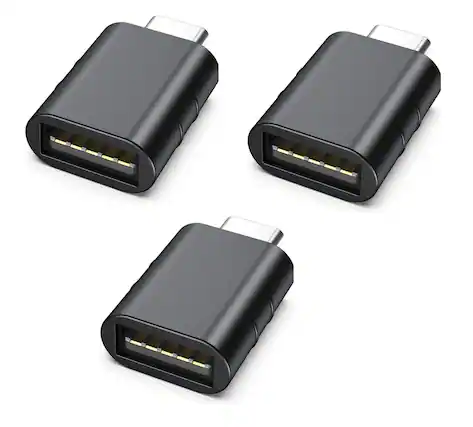 Front. Entronix - Entronix USB-C to USB-A Adapter - 3-Pack for Seamless Connectivity with iPhone, MacBook and More - Black.
