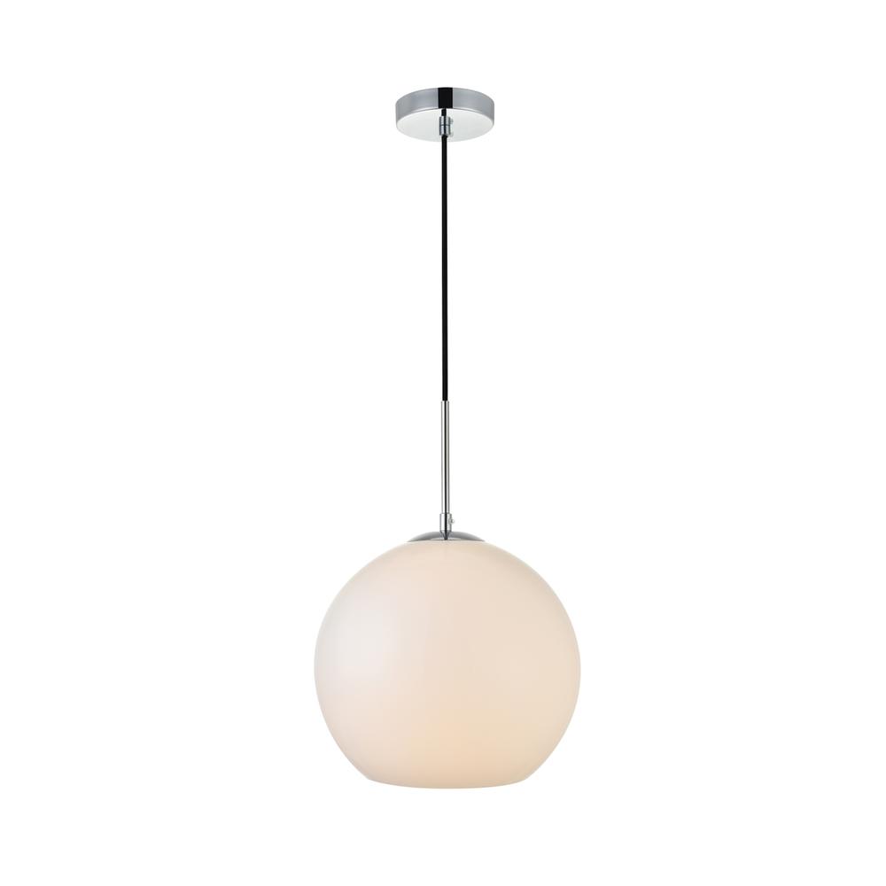 Alt View 2. Living District - Baxter 1 Light Chrome Pendant With Frosted White Glass - Chrome And Frosted White.
