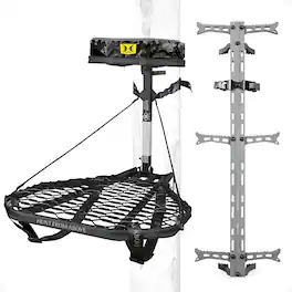 Hawk - Combat Hang On Tree Stand with Set of 3 Helium Treestand Climbing Sticks - Black