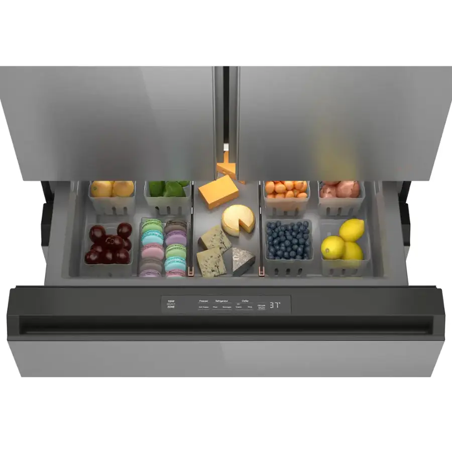 Alt View 18. Café - 23.2 Cu. Ft. 4-Door French Door Counter-Depth Smart Refrigerator with Dual Dispense AutoFill Pitcher - Platinum Glass.