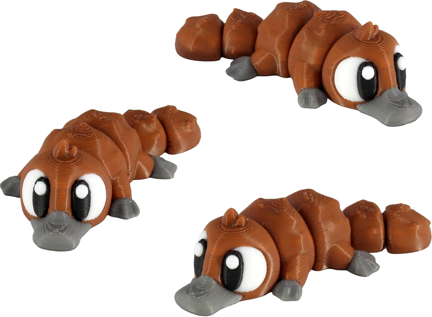 3D Printed Articulated Platypus Fidget Toy 3 Pack, Flexible Cute Animal Desk Decor, Adult Fidget Collectible by PowerTRC