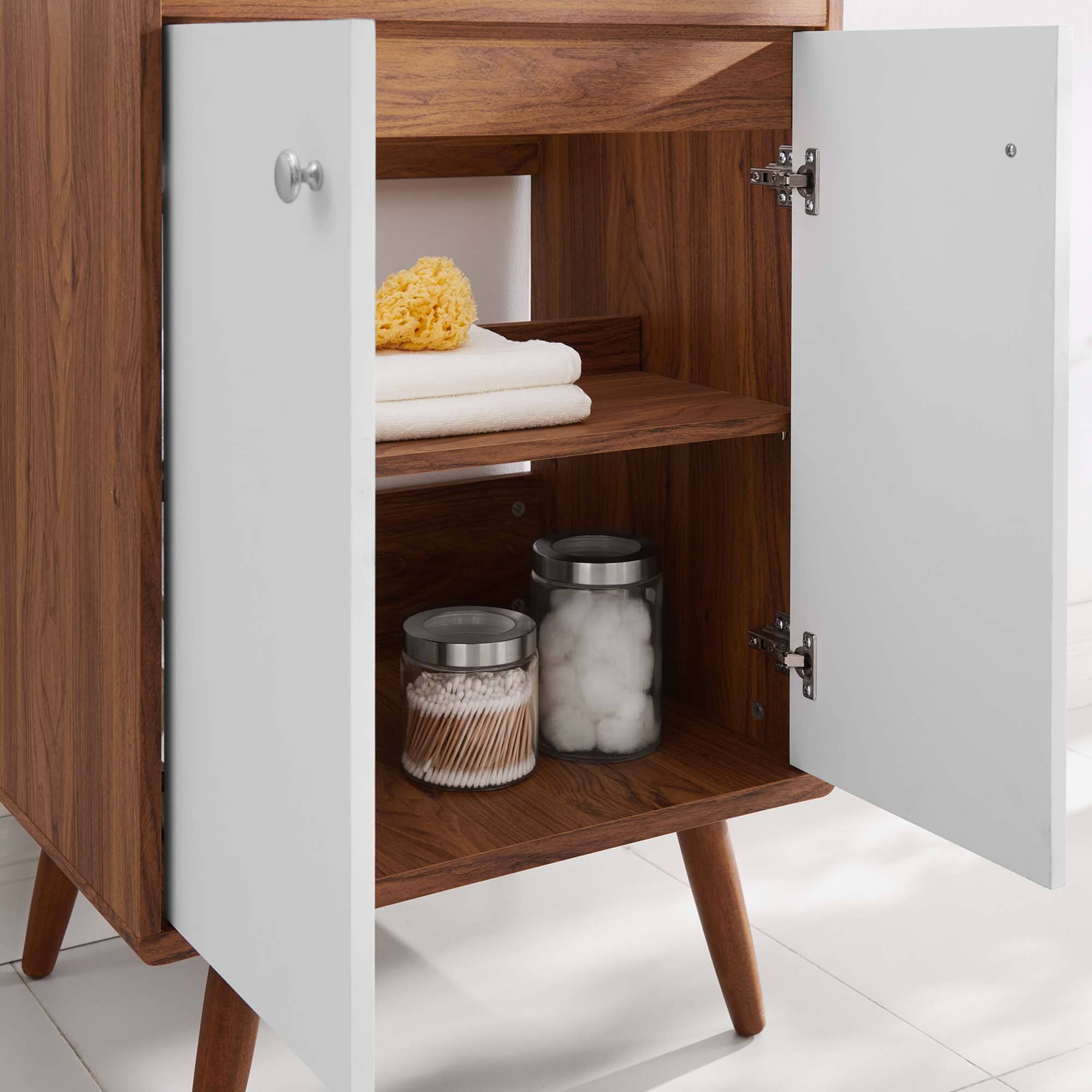 Left. Modway - Transmit Bathroom Vanity Basin Included - Walnut White.