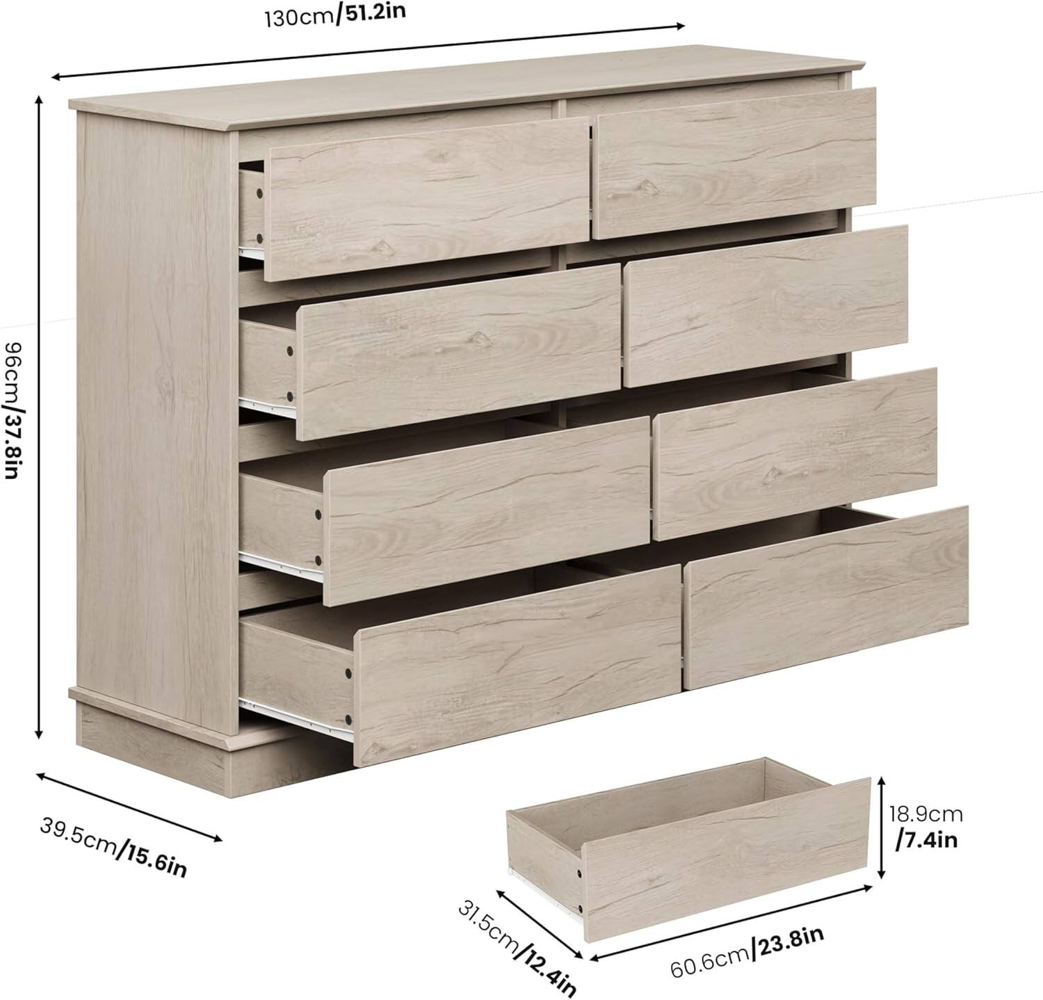 130cm/51.2in  
96cm/37.8in  
39.5cm/15.6in  
18.9cm/7.4in  
31.5cm/12.4in  
60.6cm/23.8in