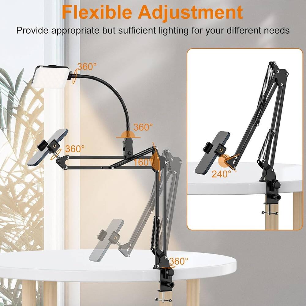 Flexible Adjustment  
Provide appropriate but sufficient lighting for your different needs  

360°  
360°  
160°  
360°  
240°  
360°