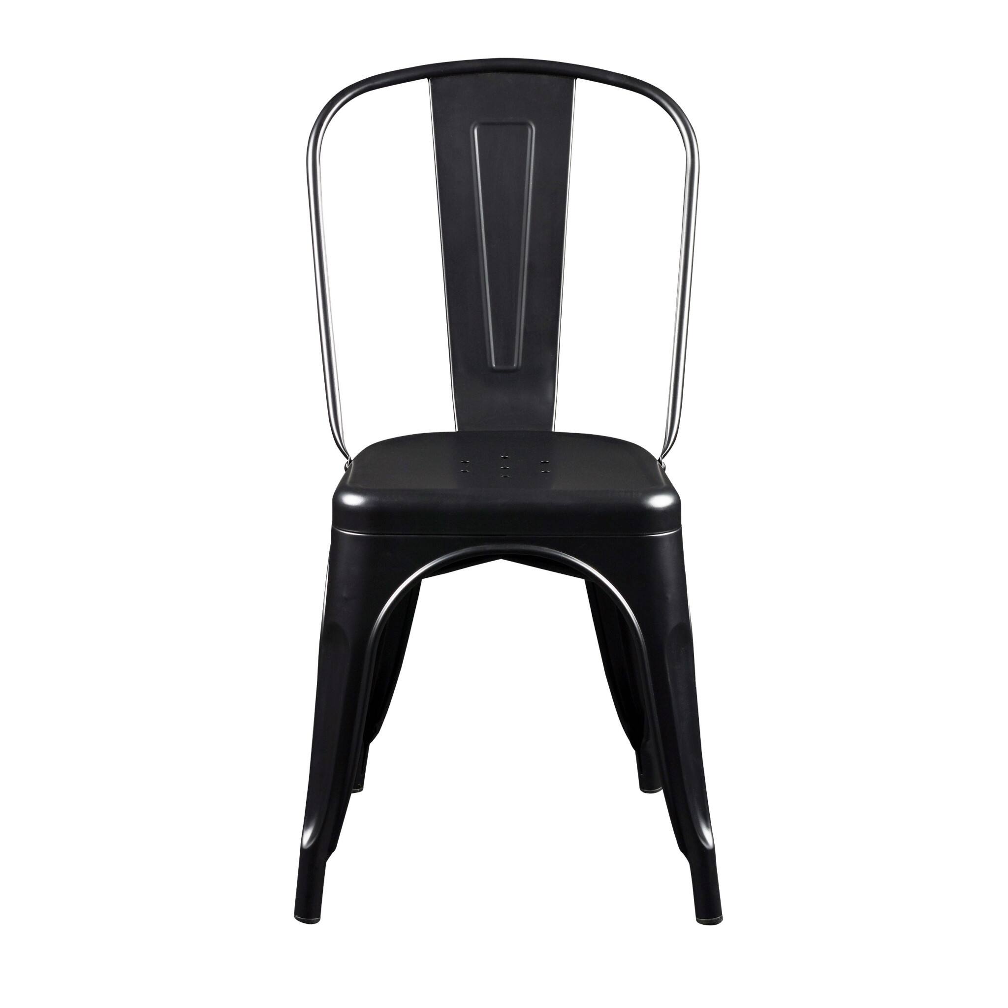 Back. Hivvago - Hivvago Set of Four Steel Dining Side Chairs - Black.