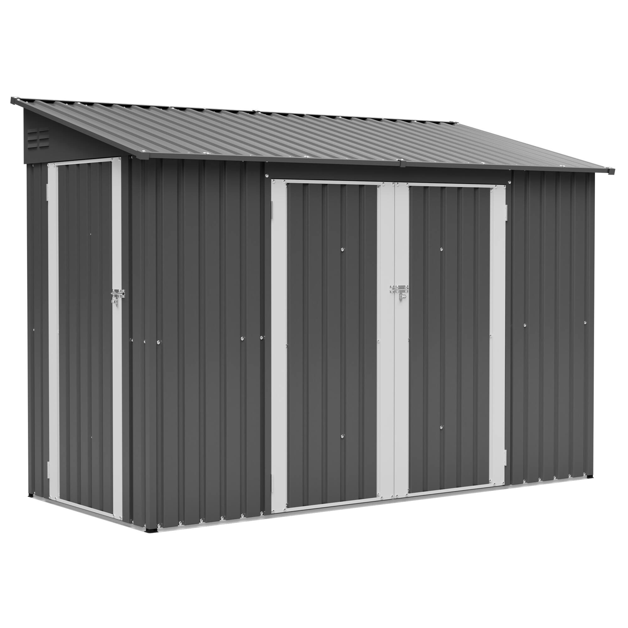 Alt View 5. Mondawe - 9x4 FT Outdoor Storage Shed with Lockable Door - Grey.