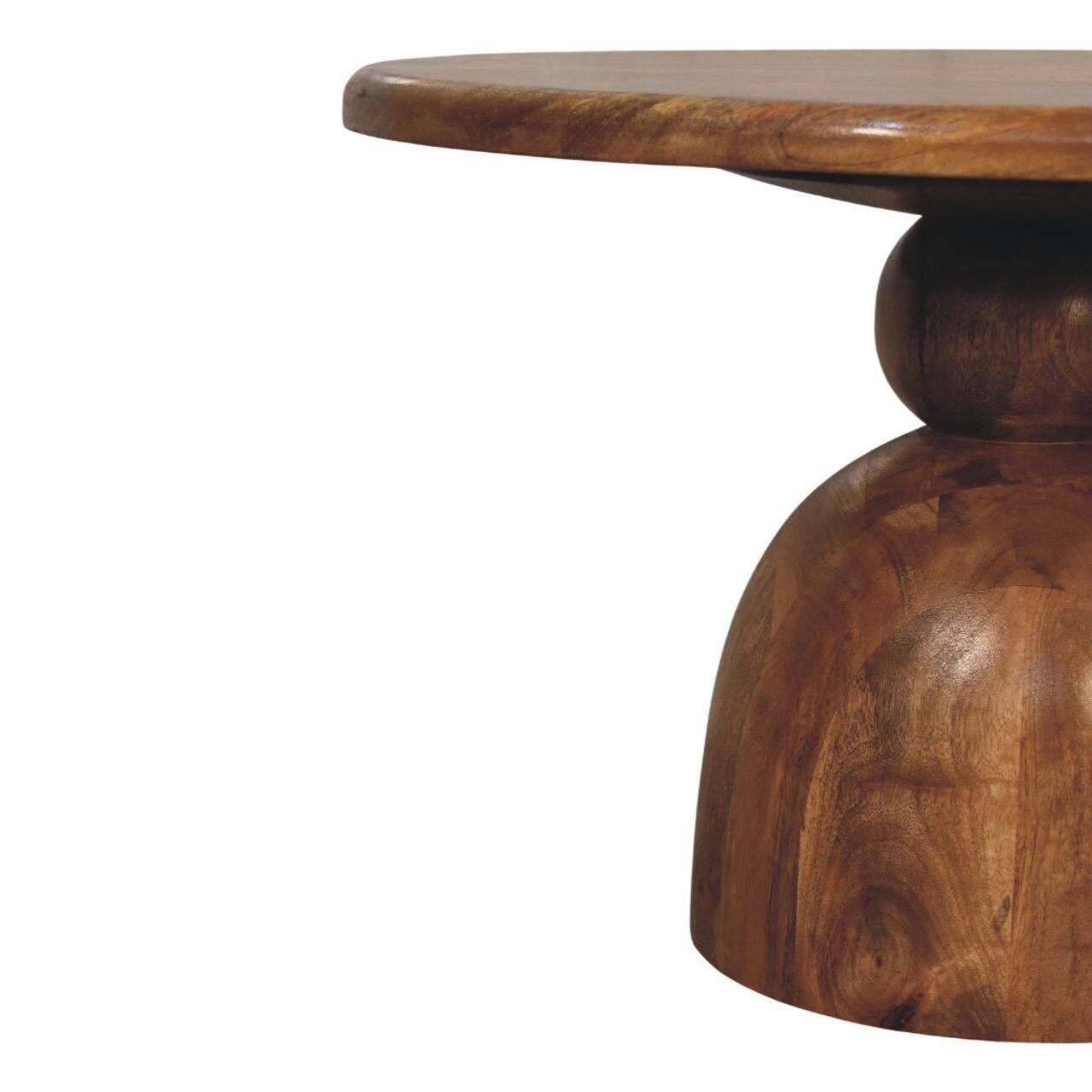 Alt View 3. Artisan Furniture - Sculpted Pedestal Coffee Table, Brown - Brown.