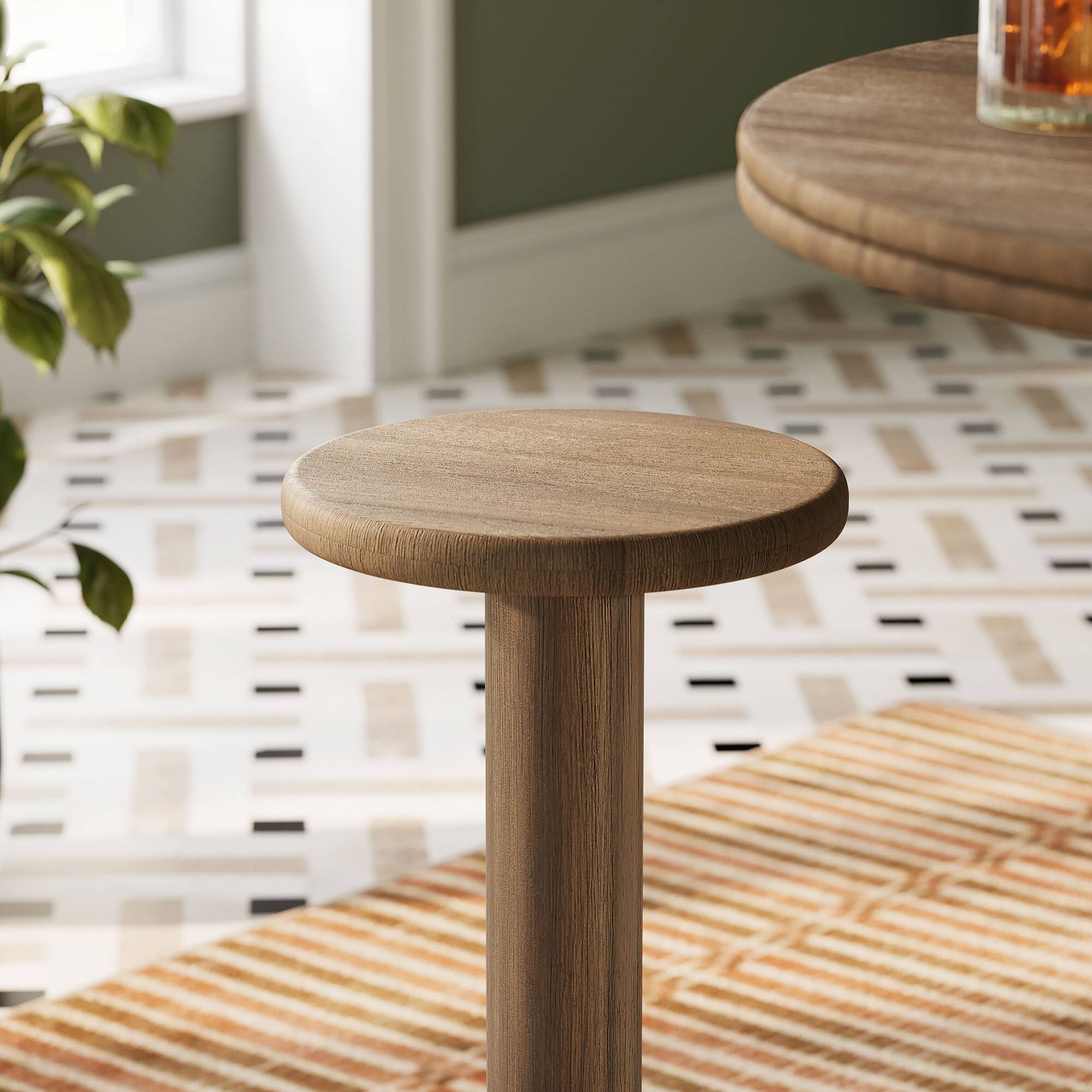Alt View 3. Modway - Neo 15 Inch Round Indoor - Outdoor Patio Wood Bar Stools by Modway - Cocoa Brown.