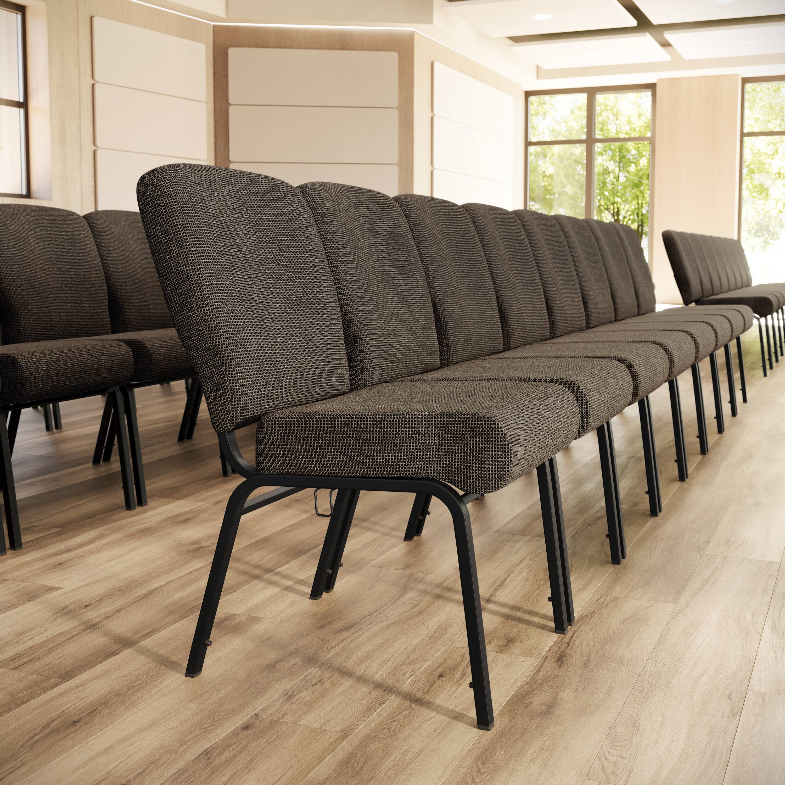Alt View 1. Emma + Oliver - Signature Elite Church Chair - 20 in. Wide - Fossil Fabric/Black Frame.