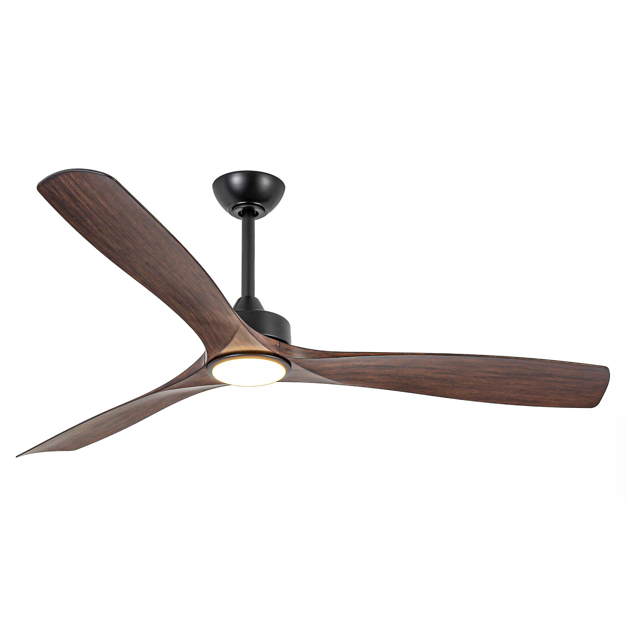 Alt View 8. Parrot Uncle - 60" Large Modern Ceiling Fan with Dimmable LED Lights, DC Motor, 6 Speeds, Remote Control - Brown.