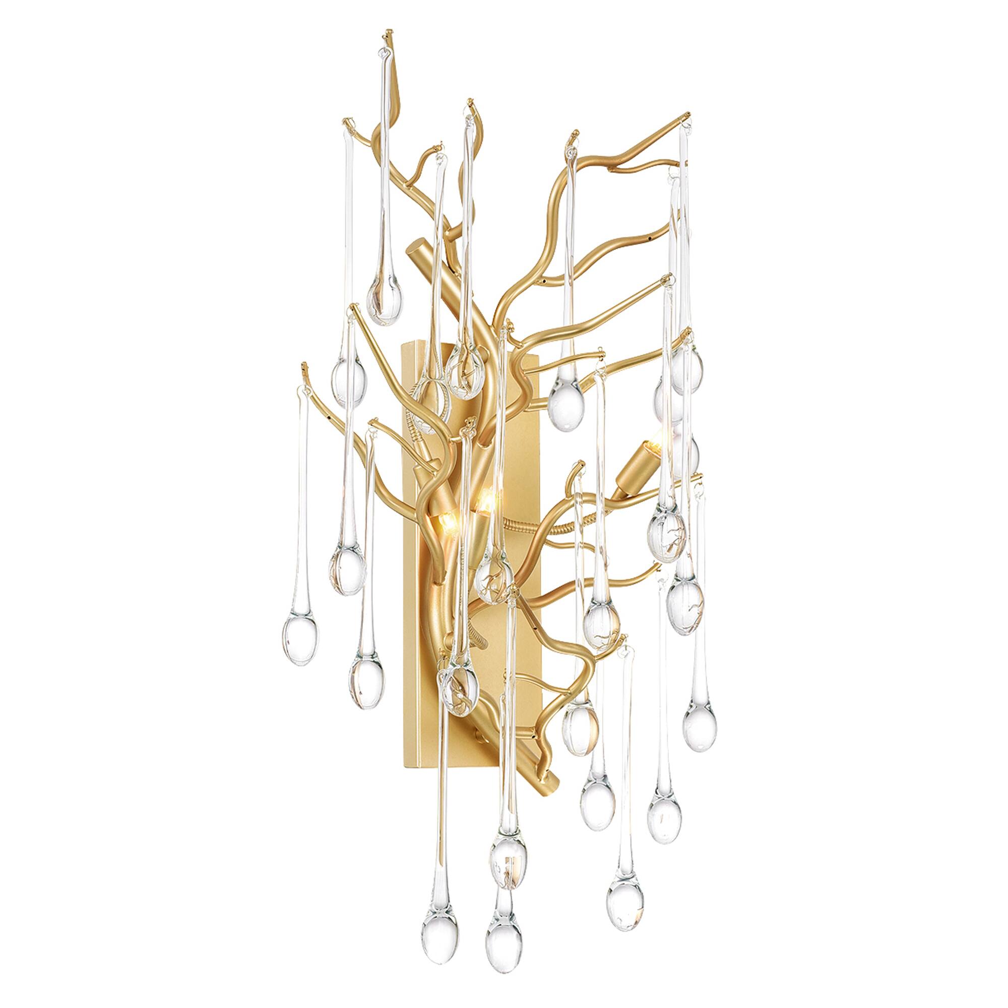 Front. CWI Lighting - Anita 3 Light Wall Sconce With Gold Leaf Finish - Gold Leaf.