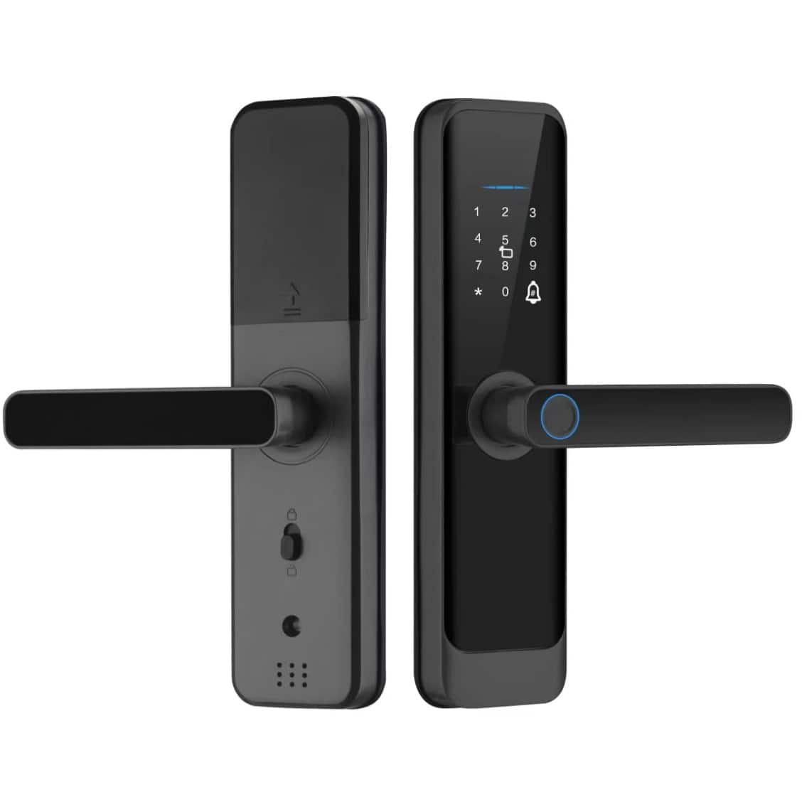 Cluzine - Black Smart Door Lock,Biometric Fingerprint,BT,Passcode,Card,Indoor Bedroom Office Wooden Door Security