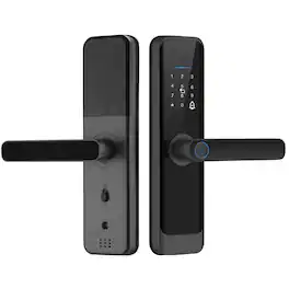 Cluzine - Black Smart Door Lock,Biometric Fingerprint,BT,Passcode,Card,Indoor Bedroom Office Wooden Door Security