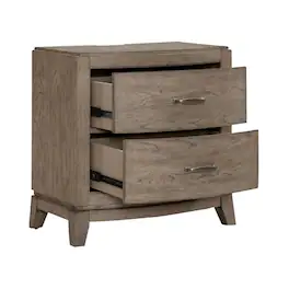 Liberty Furniture Industries - Bedroom Nightstand with Charging Station AC, USB-A, USB-C - Oak - Burnished Beige