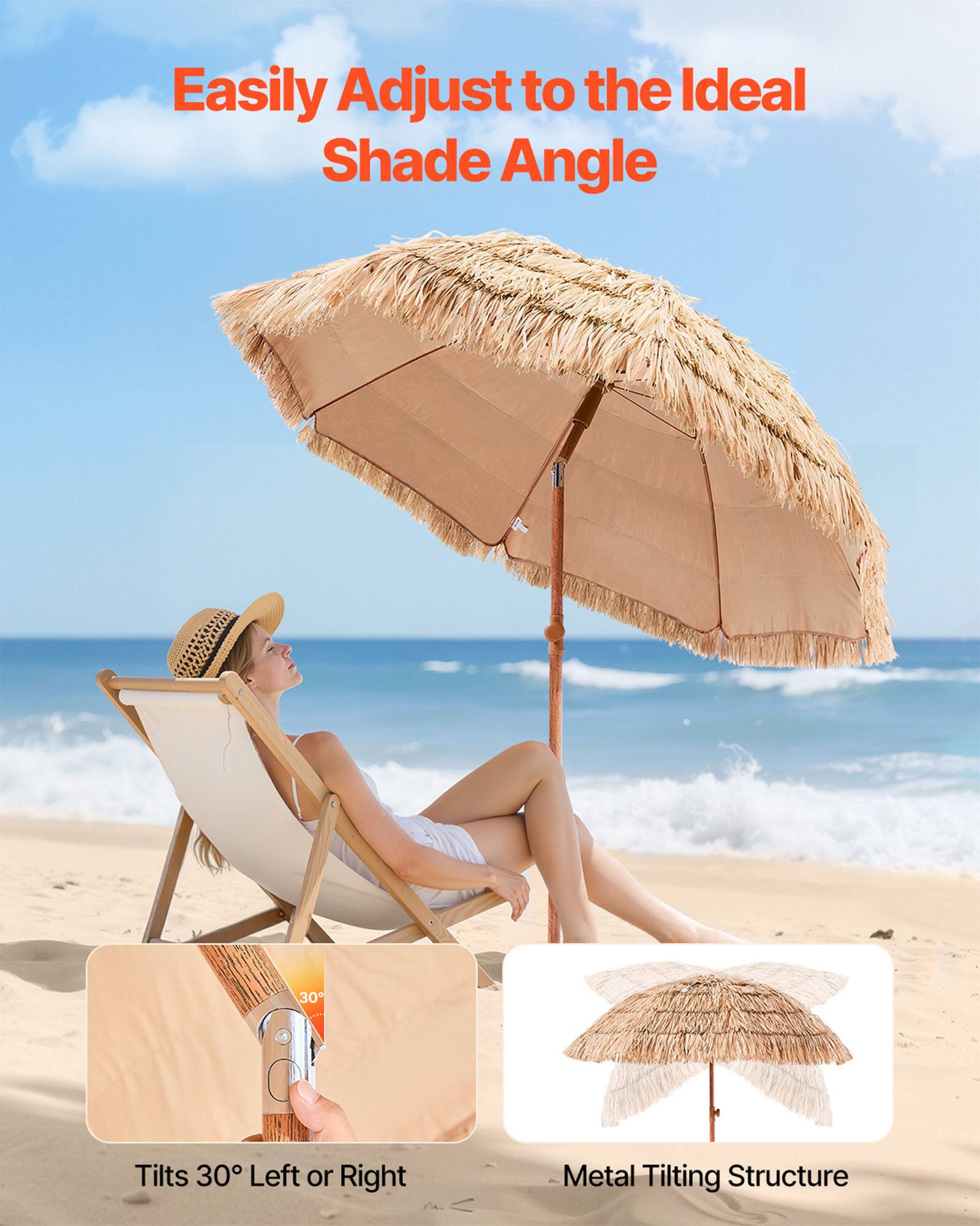 Easily Adjust to the Ideal Shade Angle

Tilts 30° Left or Right

Metal Tilting Structure