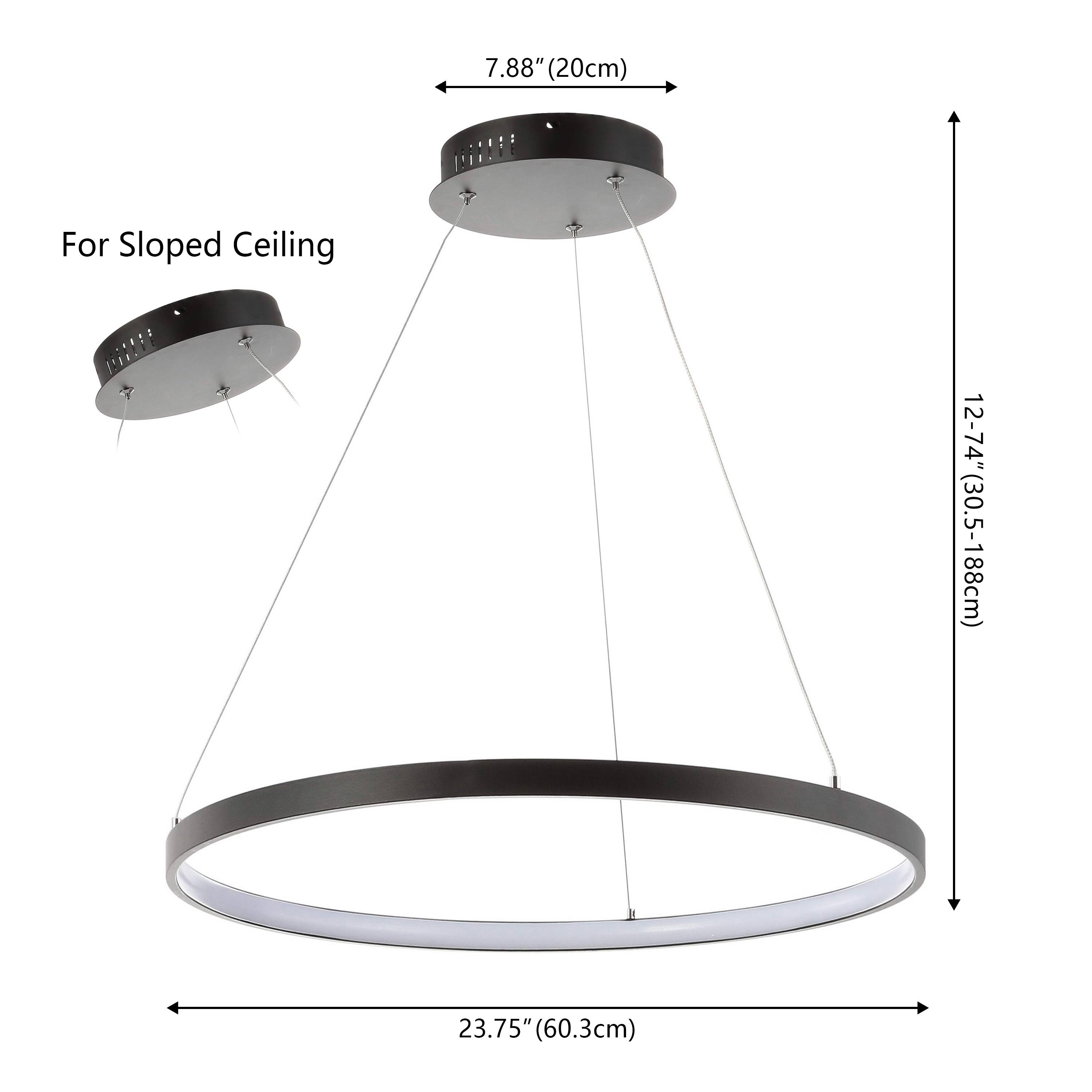 7.88" (20cm) For Sloped Ceiling  
12-74" (30.5-188cm)  
23.75" (60.3cm)