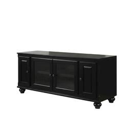 FurniFact - Black wood TV stand with spacious surface and modern design - Brown