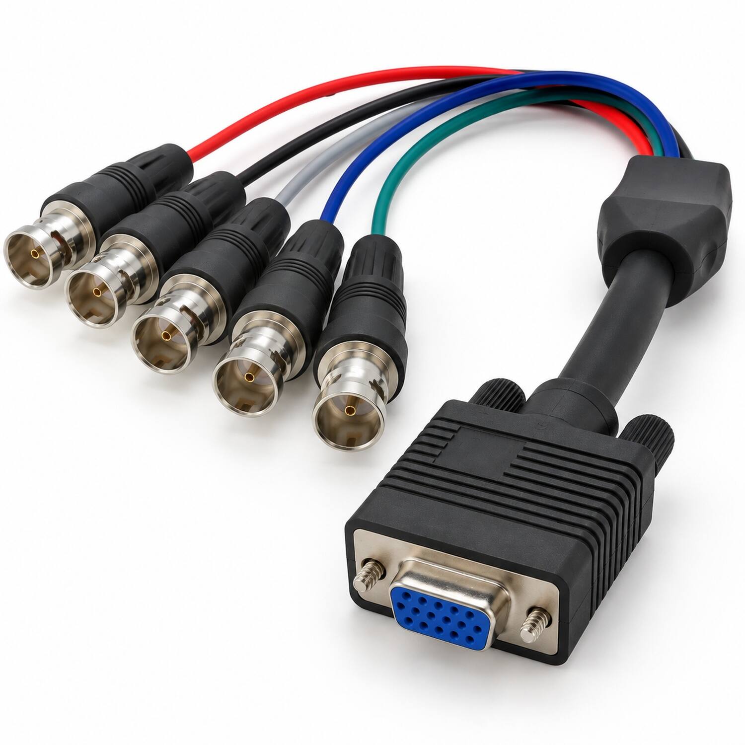 Angle. Sanoxy - 1ft VGA HD15 Female to 5 BNC RGBHV Female Monitor Cable - Black.