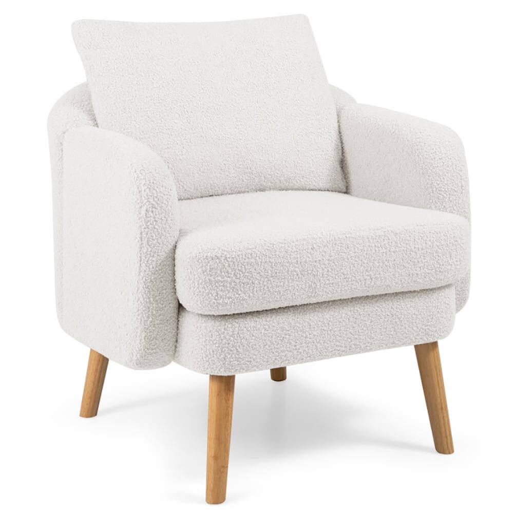 Front. Pefilos - Sherpa Accent Chair Modern Home Living Room Chair with Seat Cushion, Sofa Chair for Indoor as Home - White.