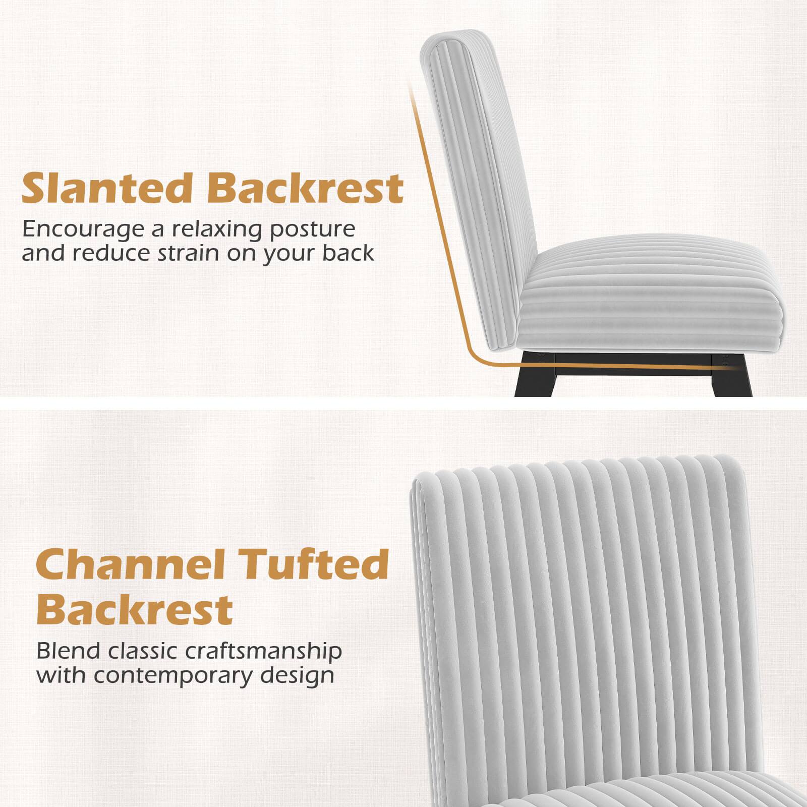 Slanted Backrest  
Encourage a relaxing posture and reduce strain on your back  

Channel Tufted Backrest  
Blend classic craftsmanship with contemporary design