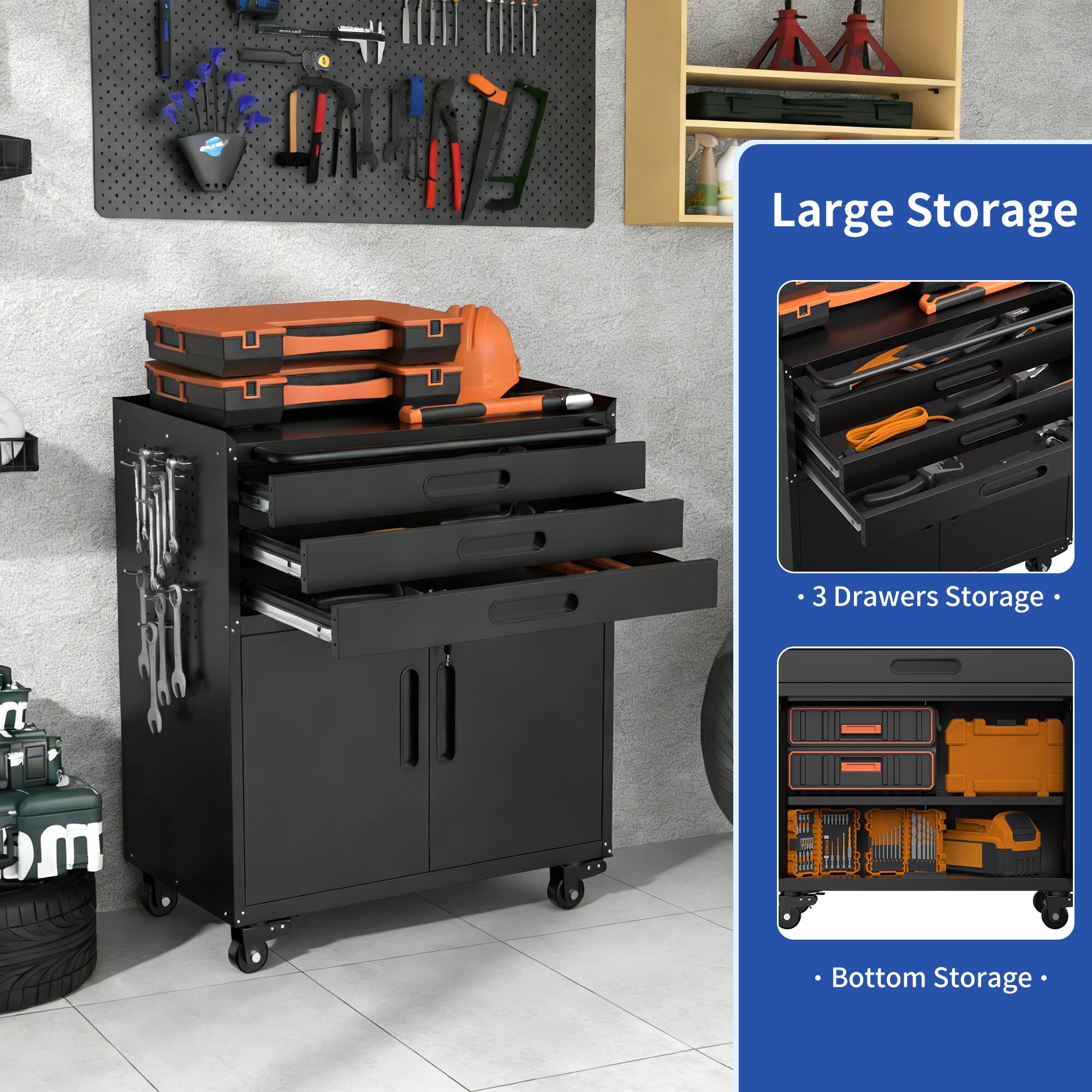 Large Storage  
- 3 Drawers Storage  
- Bottom Storage