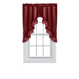 Ellis Curtain - Ellis Stacey 1.5" Rod Pocket High Quality Fabric Solid Color Window Ruffled Swag 60"x38" - Merlot