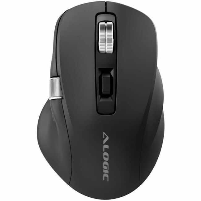 Alogic - Bluetooth USB-C Rechargeable 7 Keys Programmable Mouse - Cable/Wireless - Bluetooth/Radio Frequency - 2.40 GHz - Wired - Black