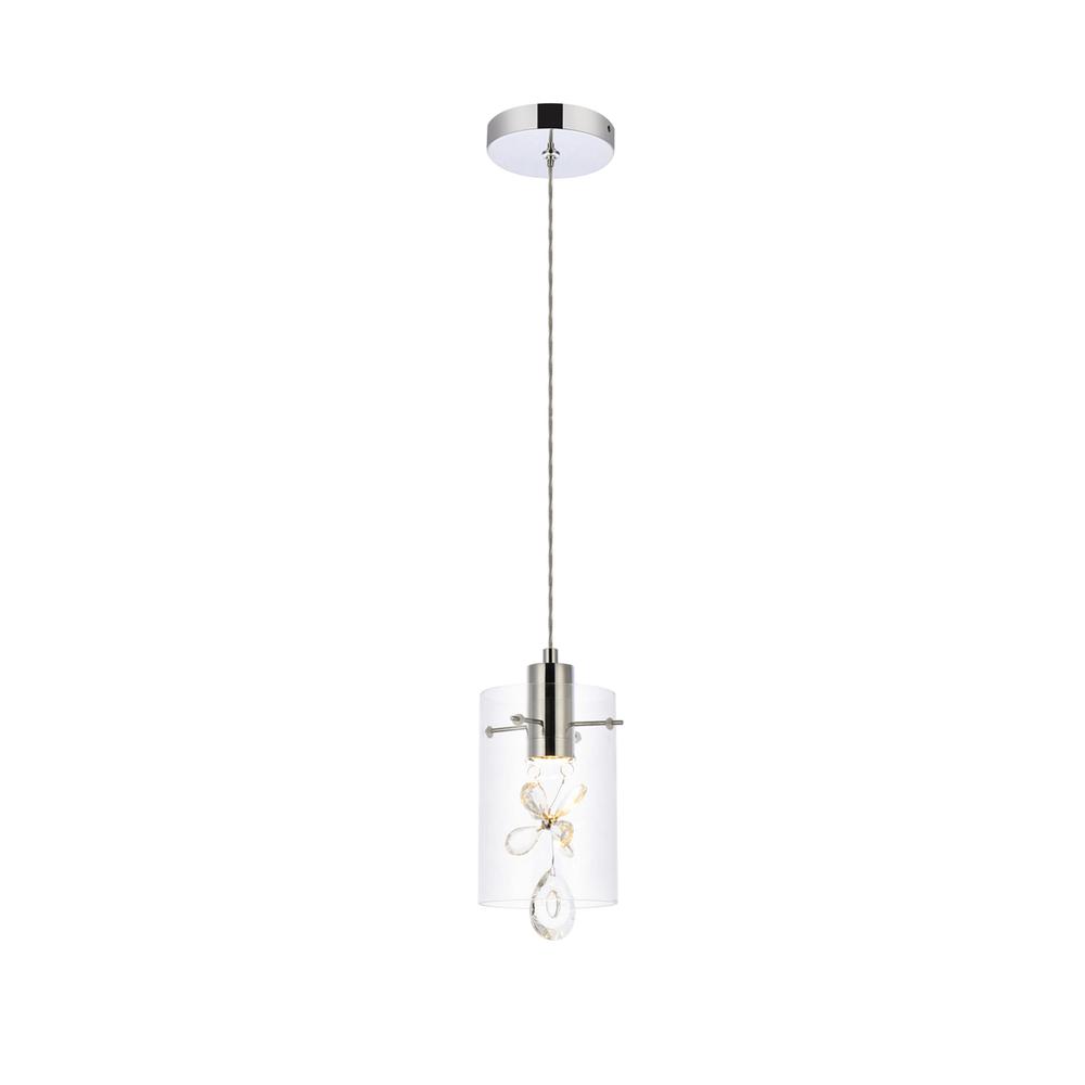 Angle. Elegant Lighting - Hana 1 light Chrome Pendant - Chrome.