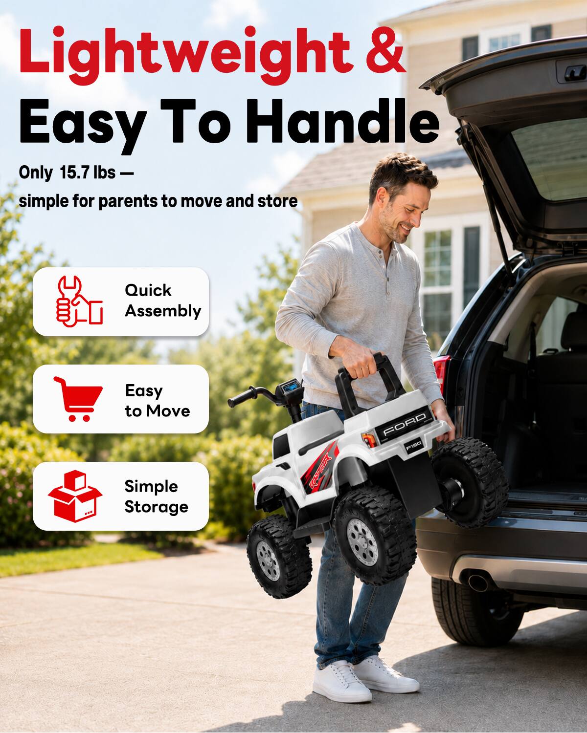 Lightweight & Easy To Handle  
Only 15.7 lbs — simple for parents to move and store

- Quick Assembly
- Easy to Move
- Simple Storage