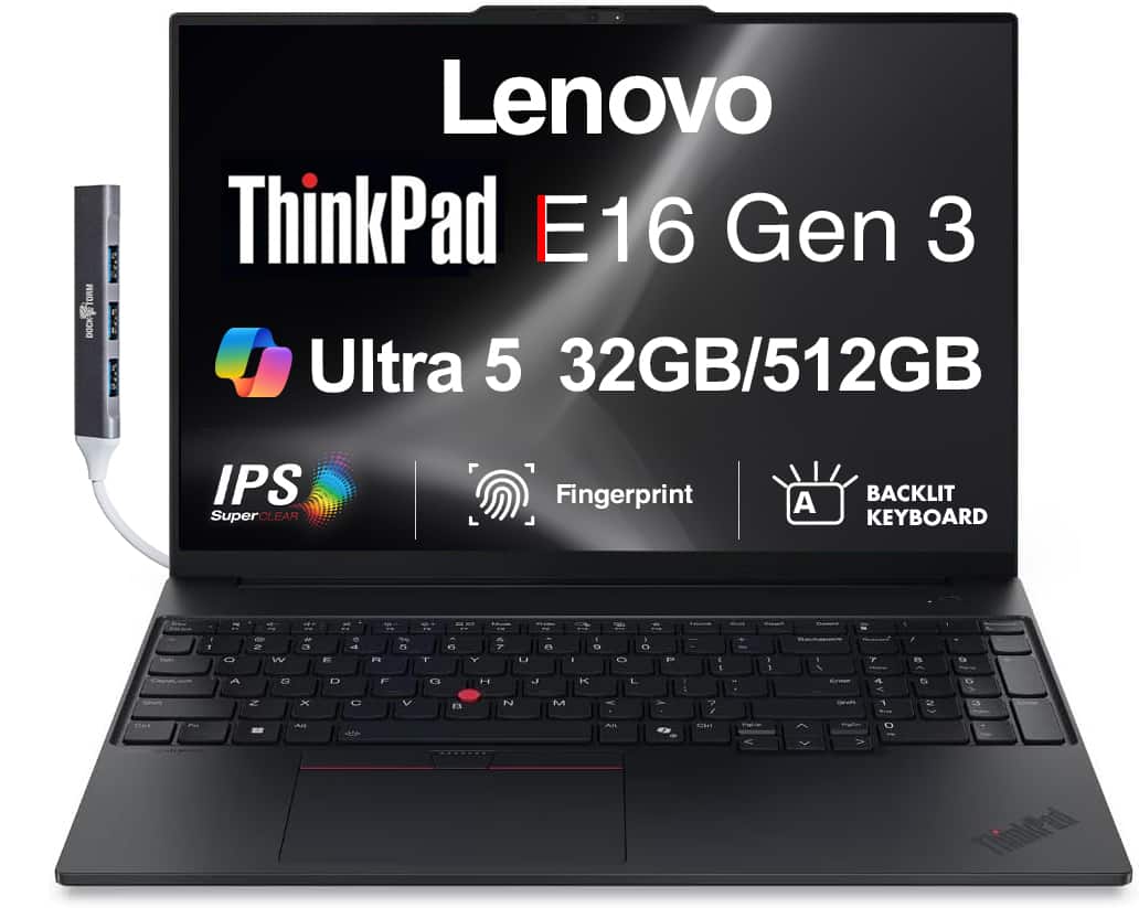Photos - Software Lenovo  Upgraded - ThinkPad E16 Laptop 16'' Touchscreen  w/DKZ USB Hu (Intel Ultra 5-225U, 32GB DDR5, 512GB SSD, Win 11 Pro)