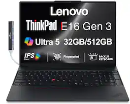 Lenovo - Upgraded - ThinkPad E16 Laptop 16'' Touchscreen (Intel Ultra 5-225U, 32GB DDR5, 512GB SSD, Win 11 Pro) w/DKZ USB Hub - Black