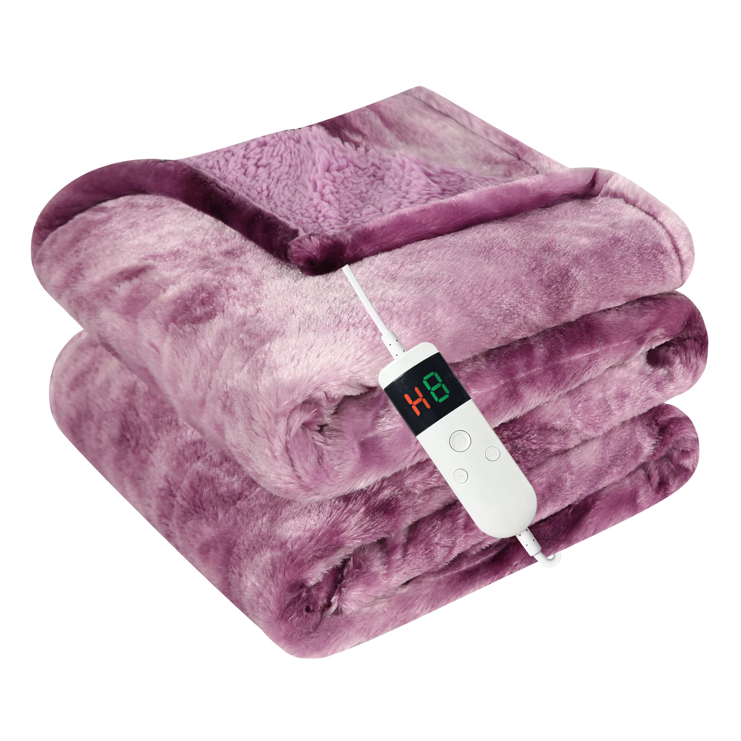 Front. Alchemy Casas - Electric Heated Blanket 62  x84  size Faux Heating tings 1 8h Timer   Overheat Protection Machine Washable - Purple Queen.