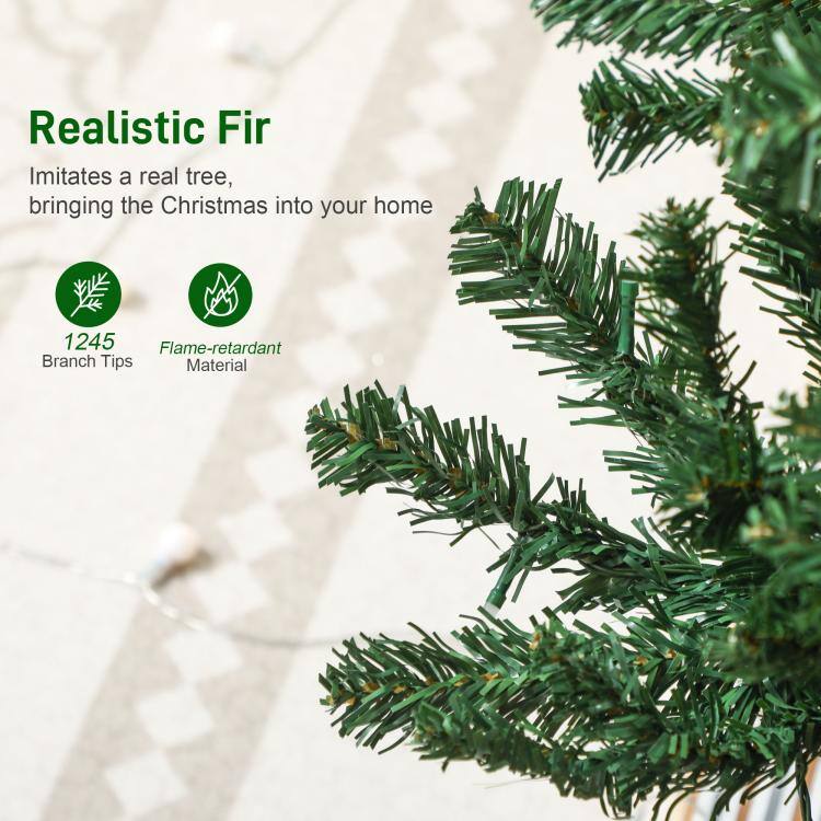 Realistic Fir  
Imitates a real tree, bringing the Christmas into your home  

1245 Branch Tips  
Flame-retardant Material