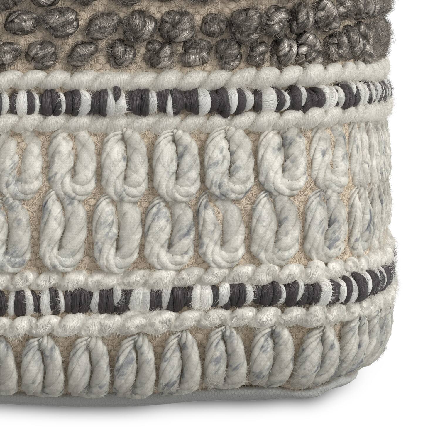 Alt View 3. Simpli Home - Simpli Home Grady 18 inch Wide Square Pouf in Earth Tone Brown Handloom Wool and Cotton - Earth Tone Brown.
