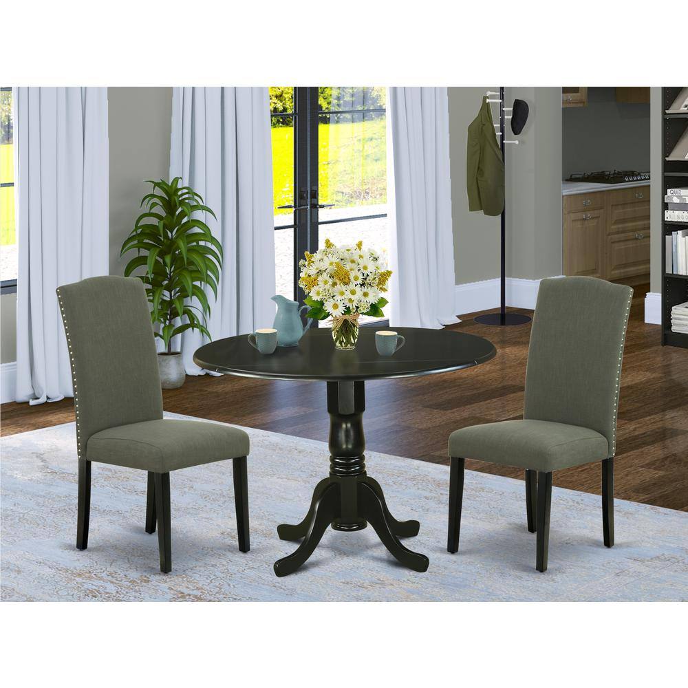 Left. East West Furniture - Dining Room Set Black - Brown.