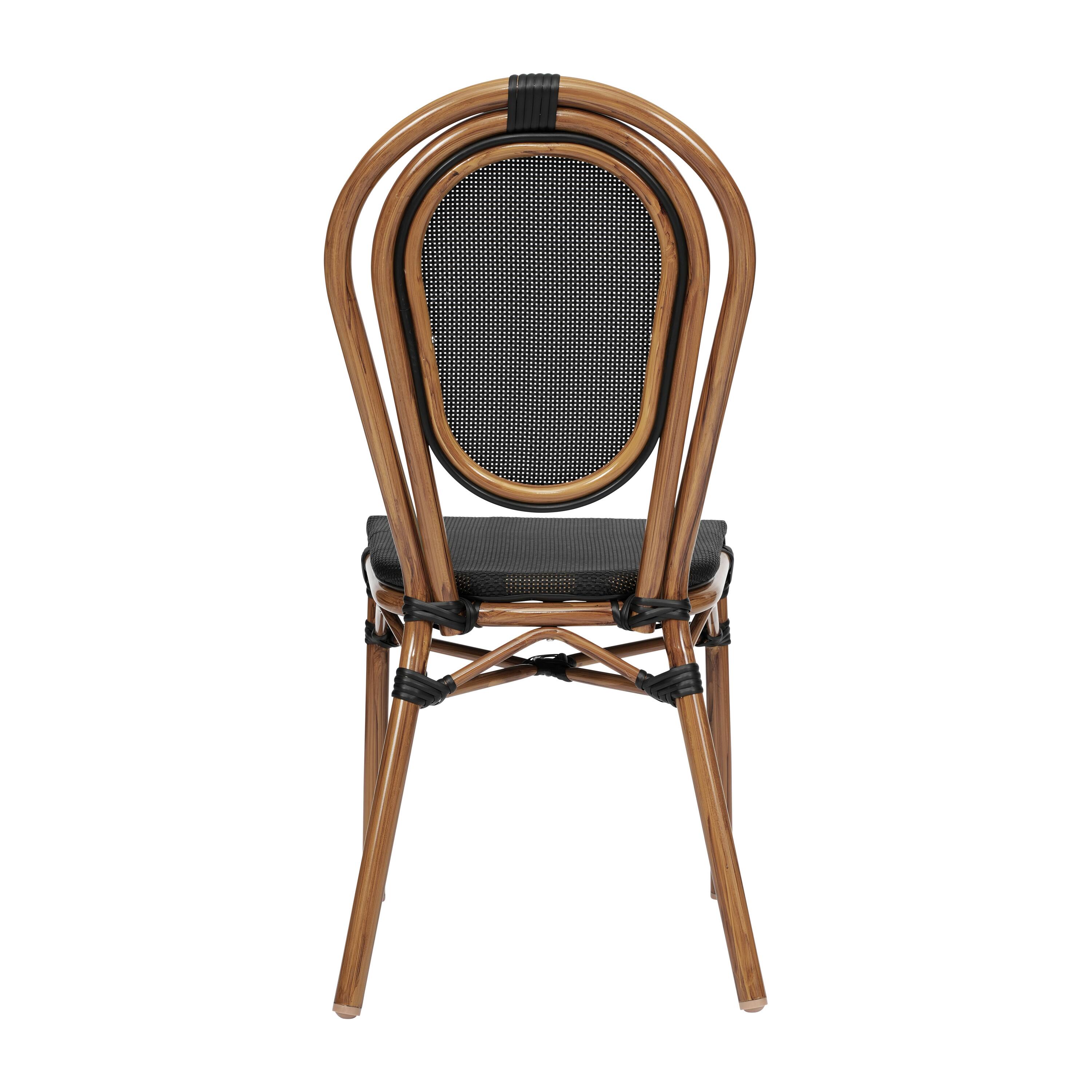 Alt View 7. Emma + Oliver - 4 Pack Stacking Bistro Chair with Bamboo Print Metal Frame - Black/Natural Frame.