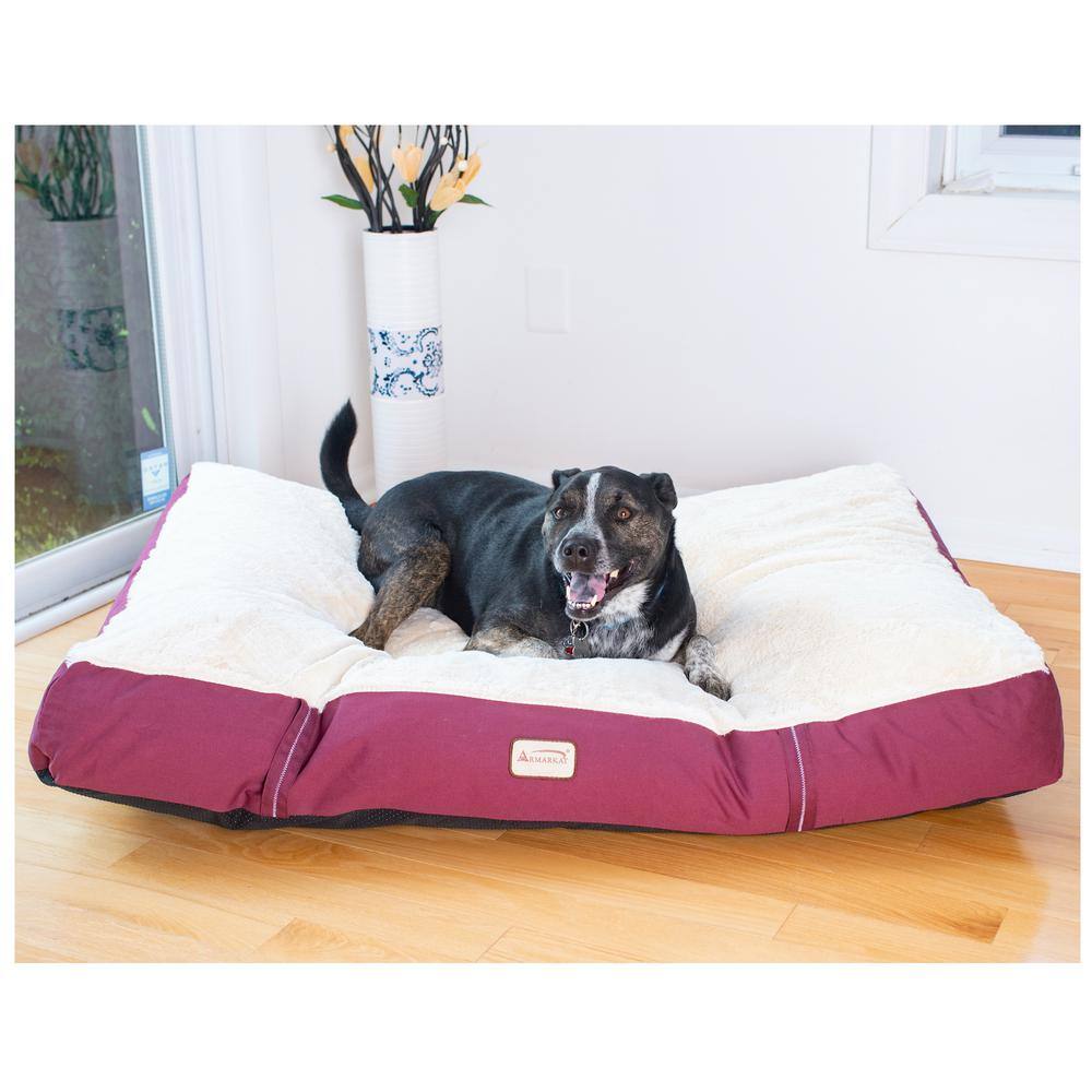 Alt View 2. Armarkat - Large Pet Bed Mat With Poly Fill Cushion In Ivory and Burgundy - White.
