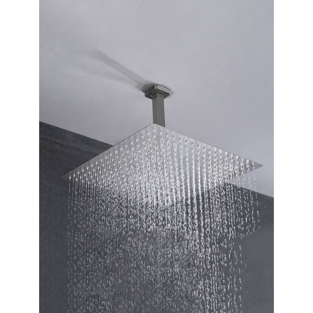 Left. JUJABU - Brushed Nickel Shower System with 16 inch Shower Head and Tub Spout - Brushed Nickel.