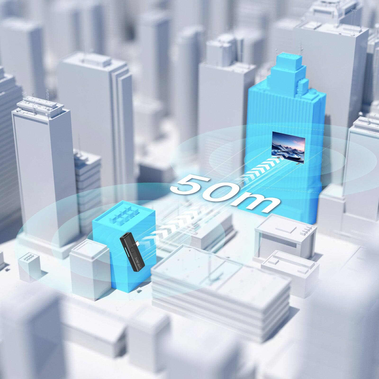 Alt View 13. MINIX - USB-C HDMI Wireless Extender, USB C Transmitter and HDMI Receiver Wireless Display Dongle, 1080P 60Hz, Plug & Play - Black.