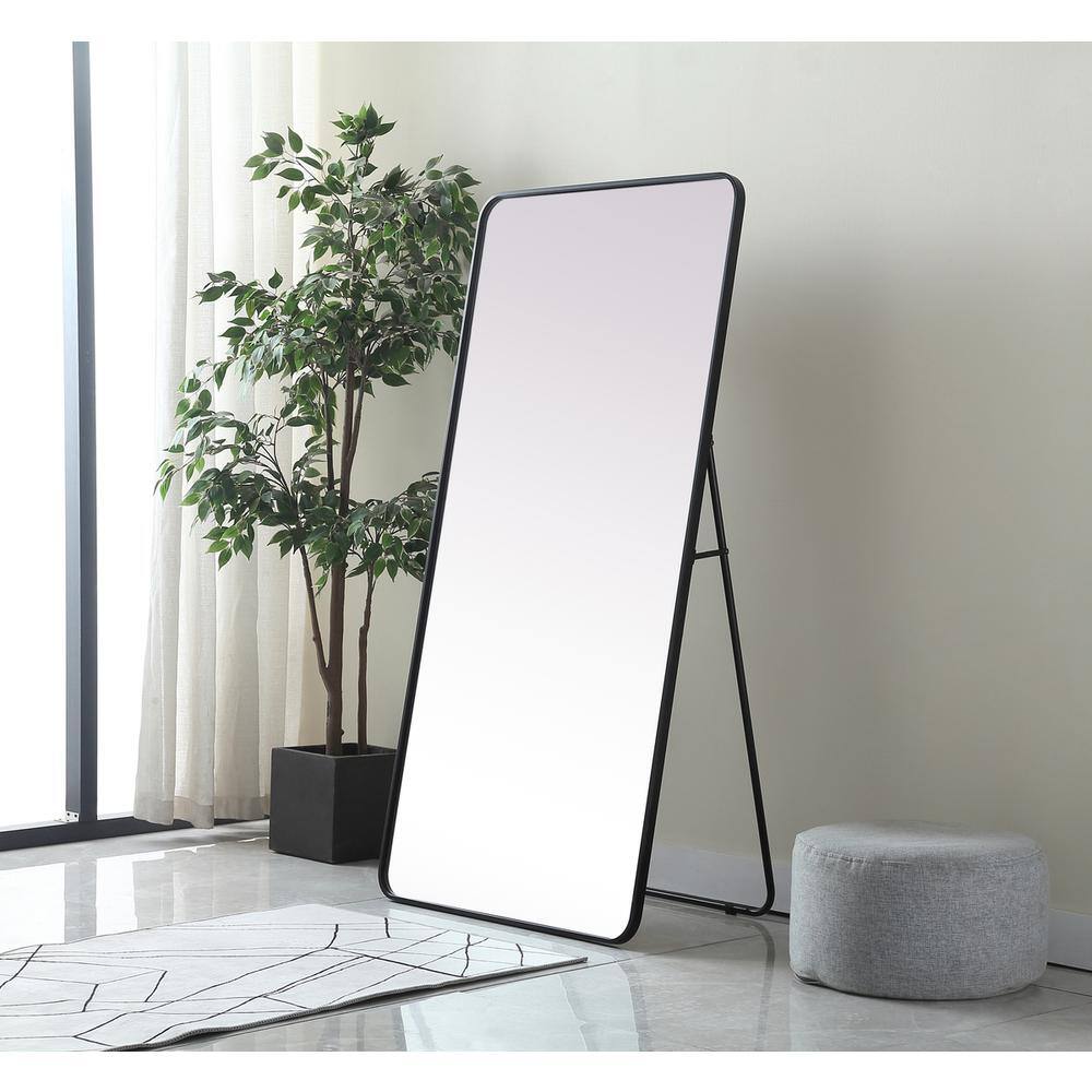 Alt View 6. Elegant Decor - Soft Corner Metal Rectangle Full Length Mirror 30x60 Inch in Black - Black.