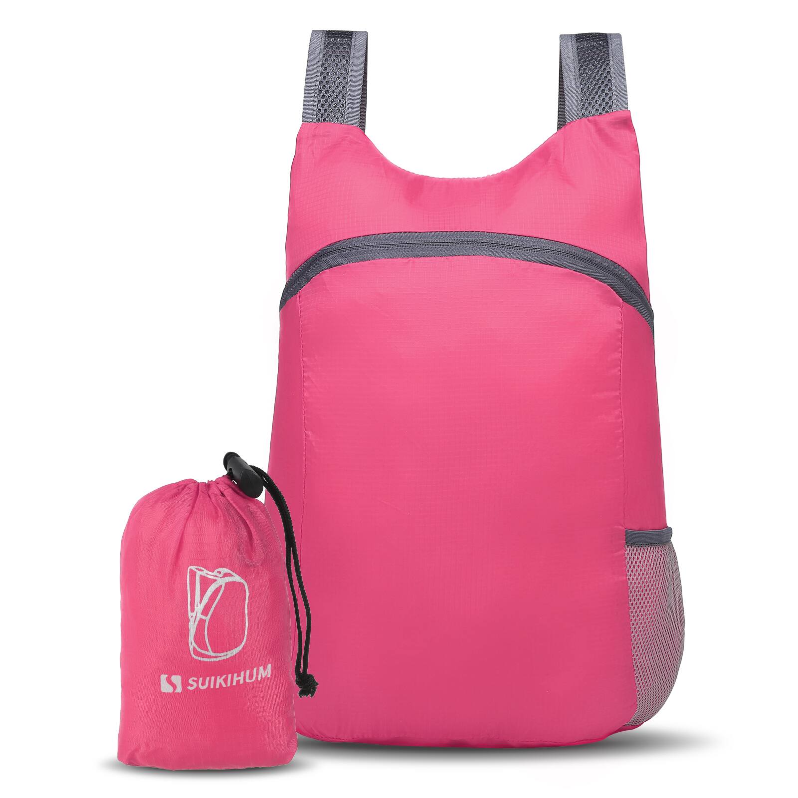 Alt View 1. Unique Bargains - 20L Ultra Hiking-Daypack Lightweight Foldable Travel Packable Backpack for Camping Cycling Outdoor - Rose Red.