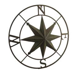 Zeckos - Distressed Finish 26 Inch Diameter Compass Rose Nautical Wall Hanging - Green