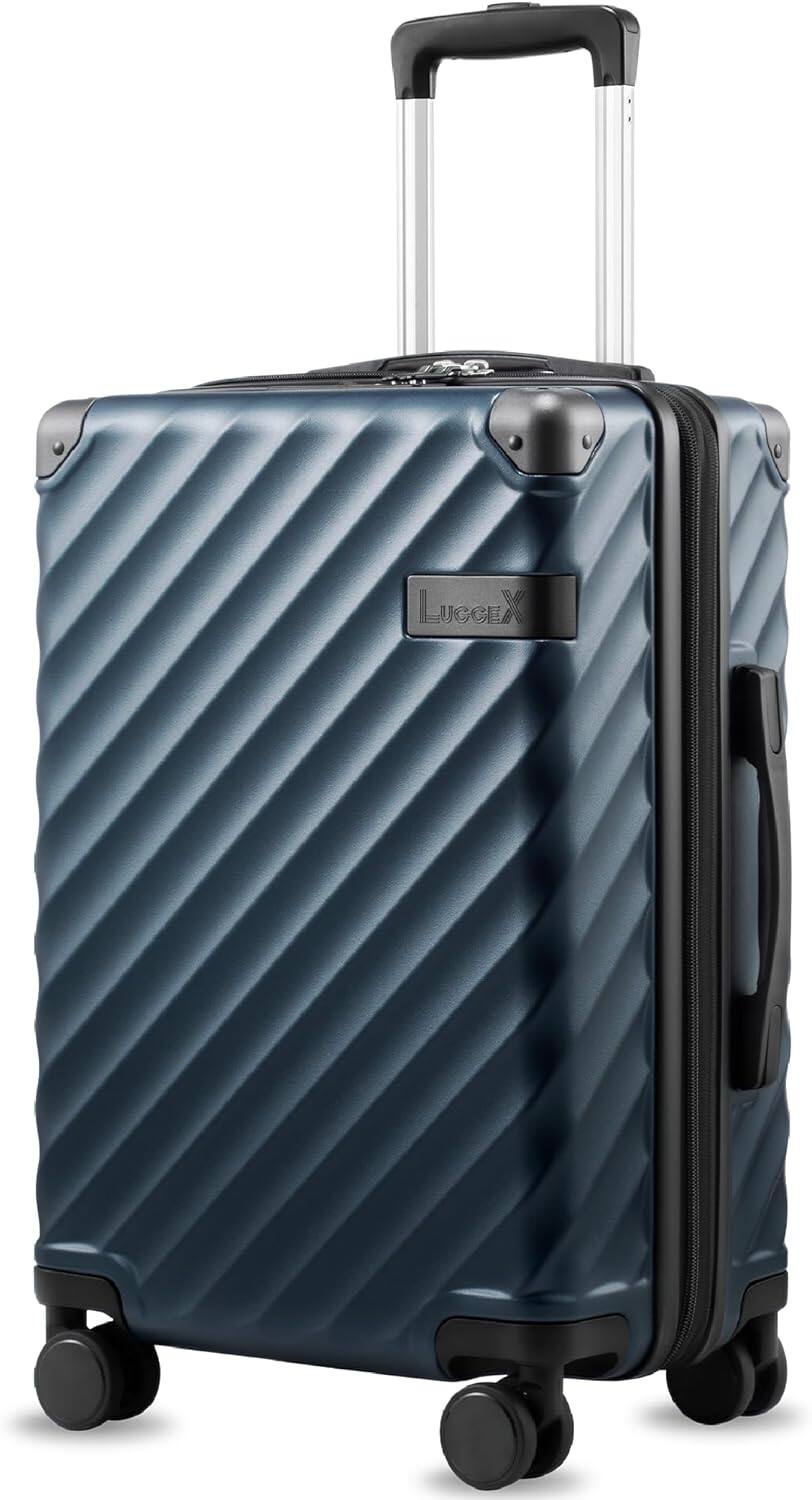 LUGGEX - 20 Inch Carry-On Luggage Airline Approved, Expandable Polycarbonate Hard Shell Suitcase for Travelling - KVC - Navy price history on PriceWatchPro