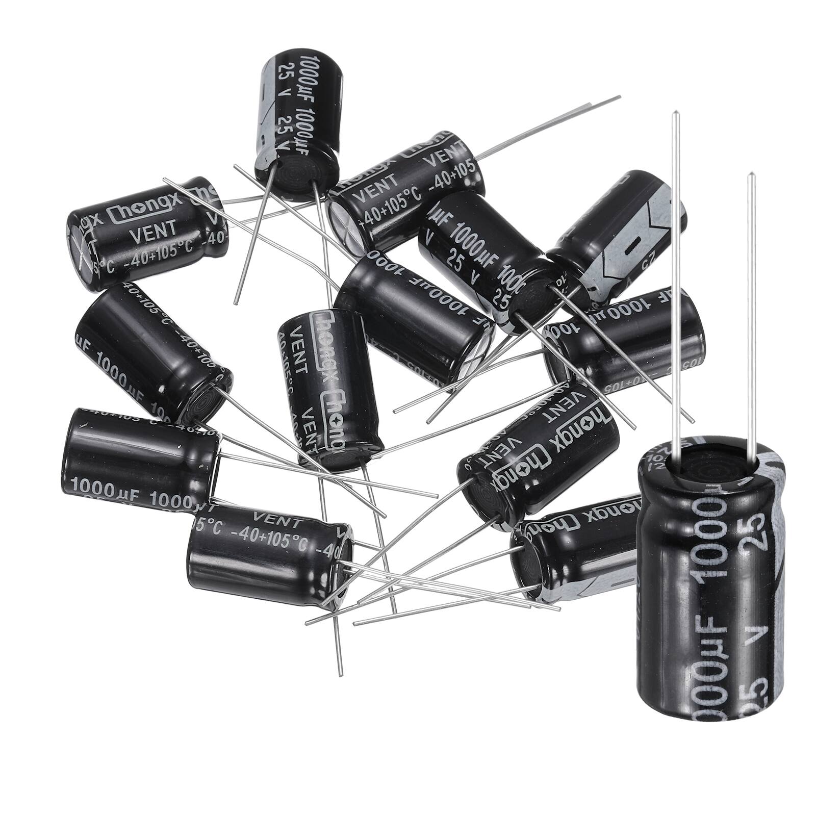 Unique Bargains - 1000uF 25V 10x17mm Electrolytic Capacitor, 105C High Temp Radial Leads, for TVs/LCDs/VCD, 12pcs - Black price history on PriceWatchPro