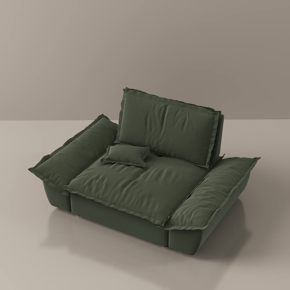 Alt View 8. POVISON - 63.39" Modern Green Pet-Friendly Single Sofa Chair with Adjustable Backrest - Green Suede Fabric.