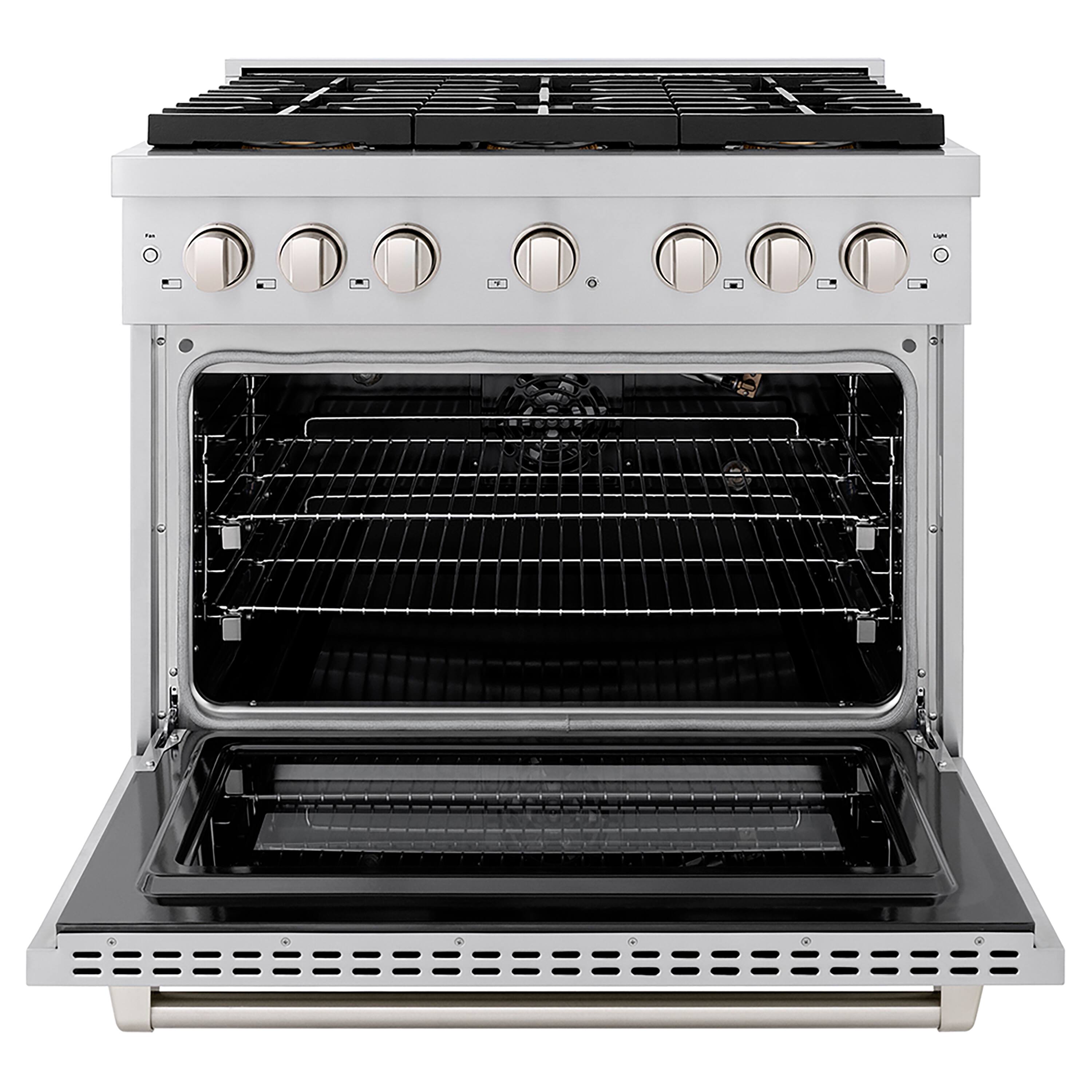 Angle. ZLINE - ZLINE 36 in. Paramount Gas Range with 6 Burner DuoPro Cooktop and Gas Oven (PSGR36) - Stainless Steel.