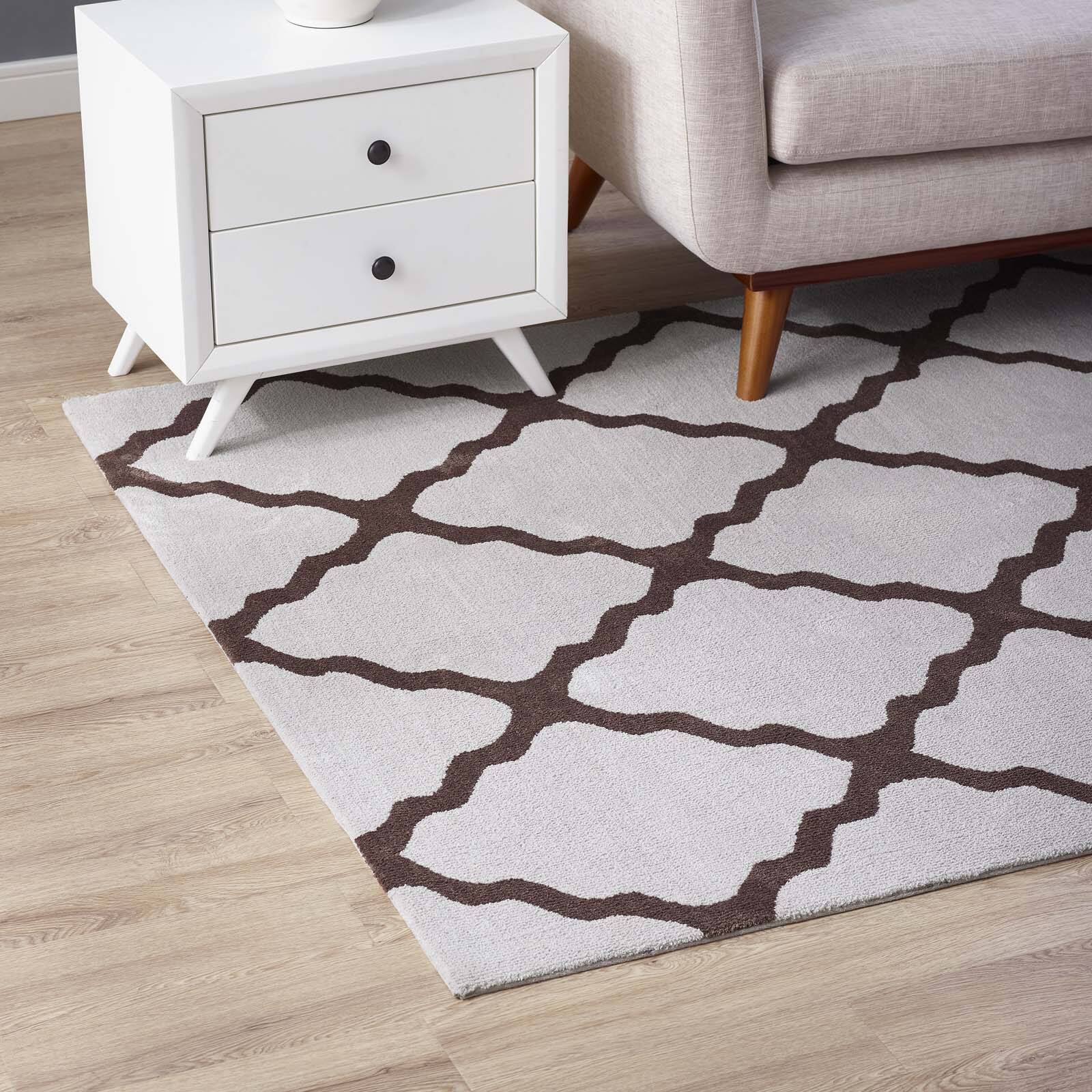 Back. Modway - Marja Moroccan Trellis Area Rug - Brown and Gray.