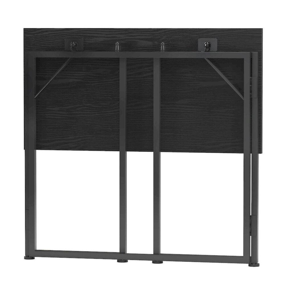 Alt View 3. FurniFact - Compact Folding Table With Metal Frame, Black Office Writing Desk For Home - Black.